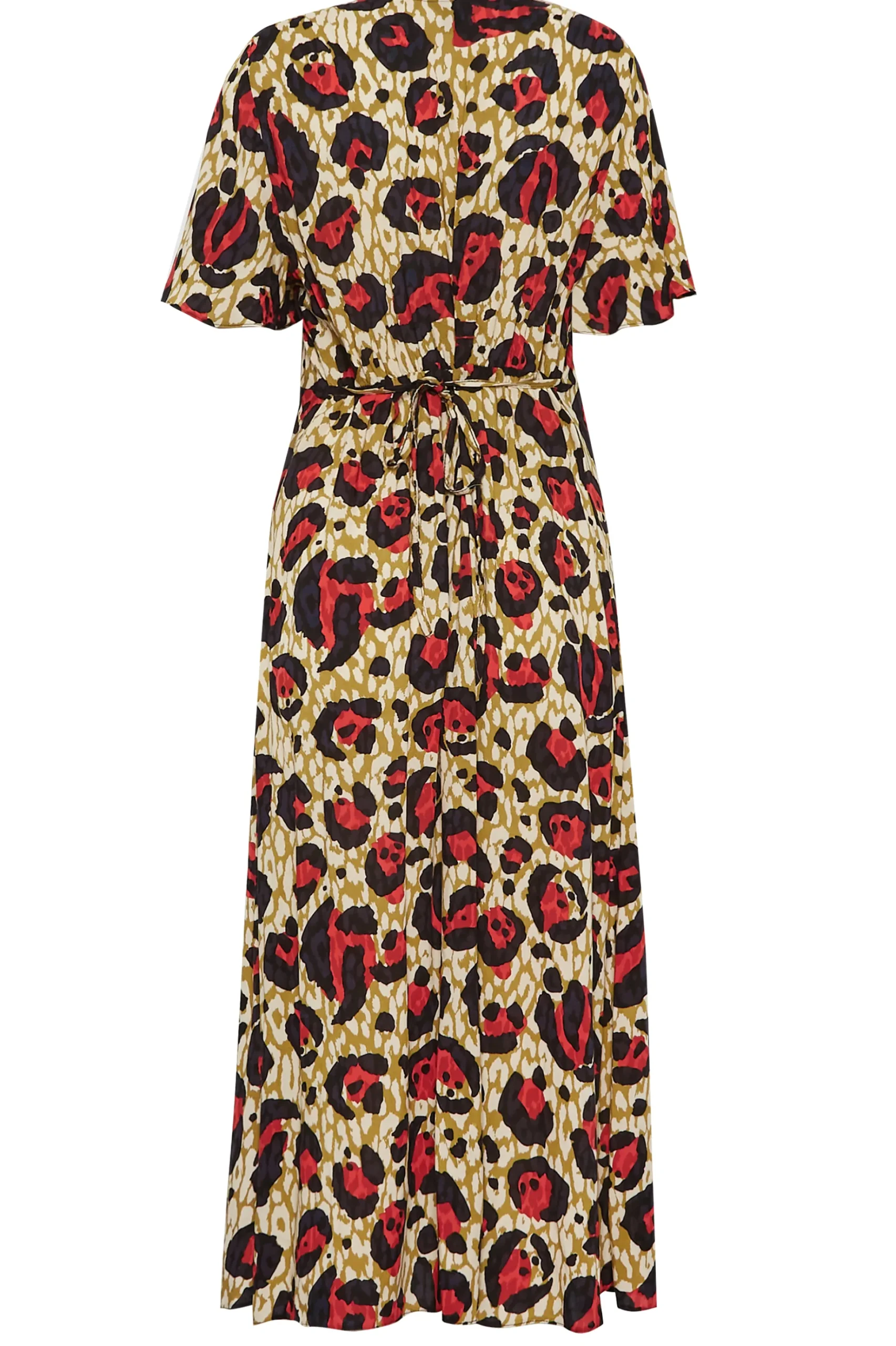 M&Co Womens M&Co Natural Brown & Red Animal Print Midi Button Through Tea Dress
