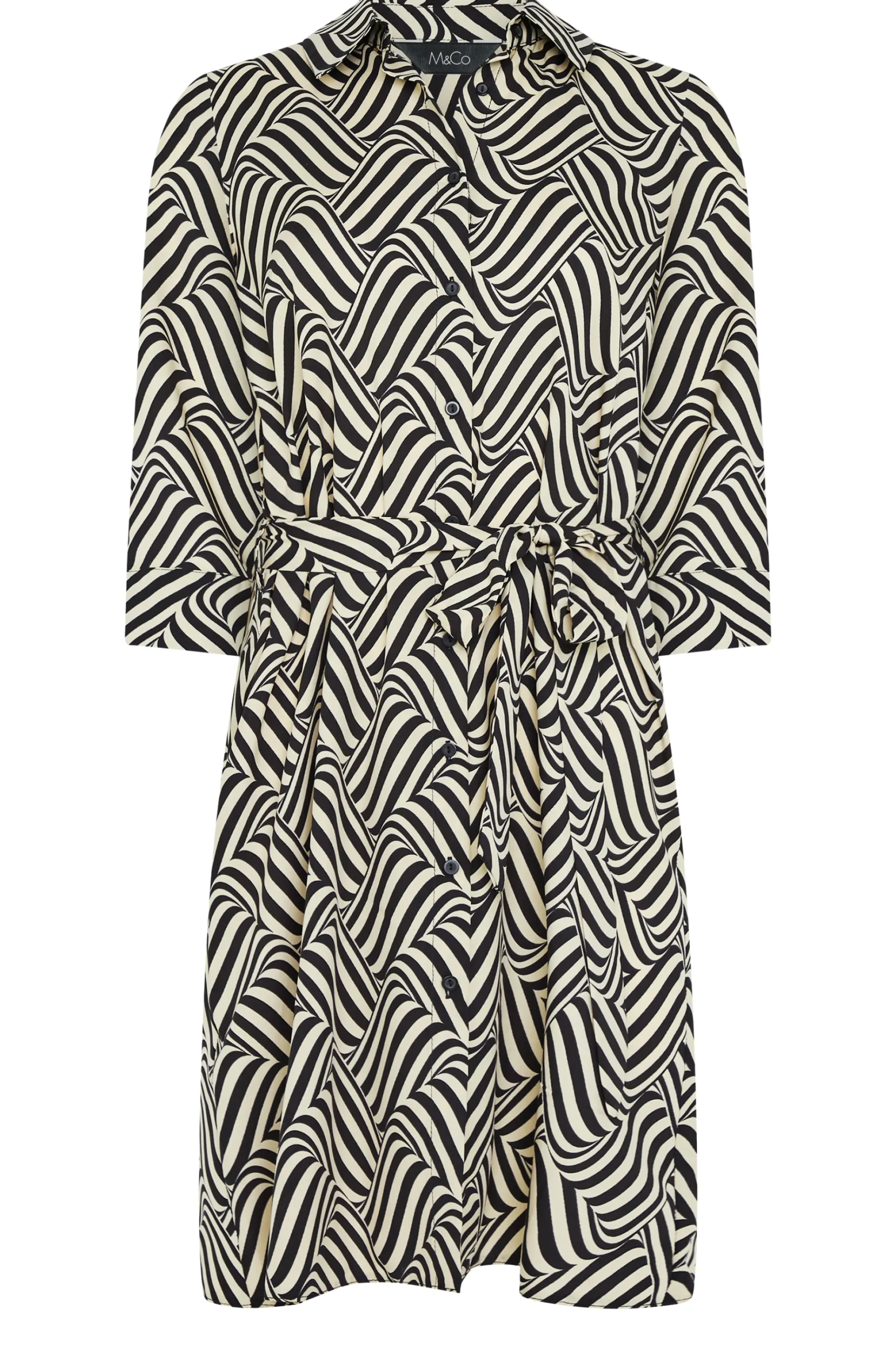 M&Co Womens M&Co Natural Brown Geometric Print Shirt Dress