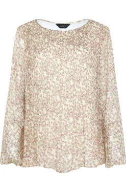 M&Co Womens M&Co Natural Brown Skull Print Pleated Blouse