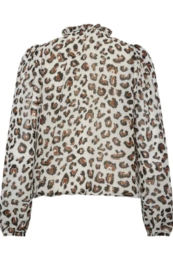 M&Co Womens M&Co Natural Brown Animal Print Tie Neck Blouse