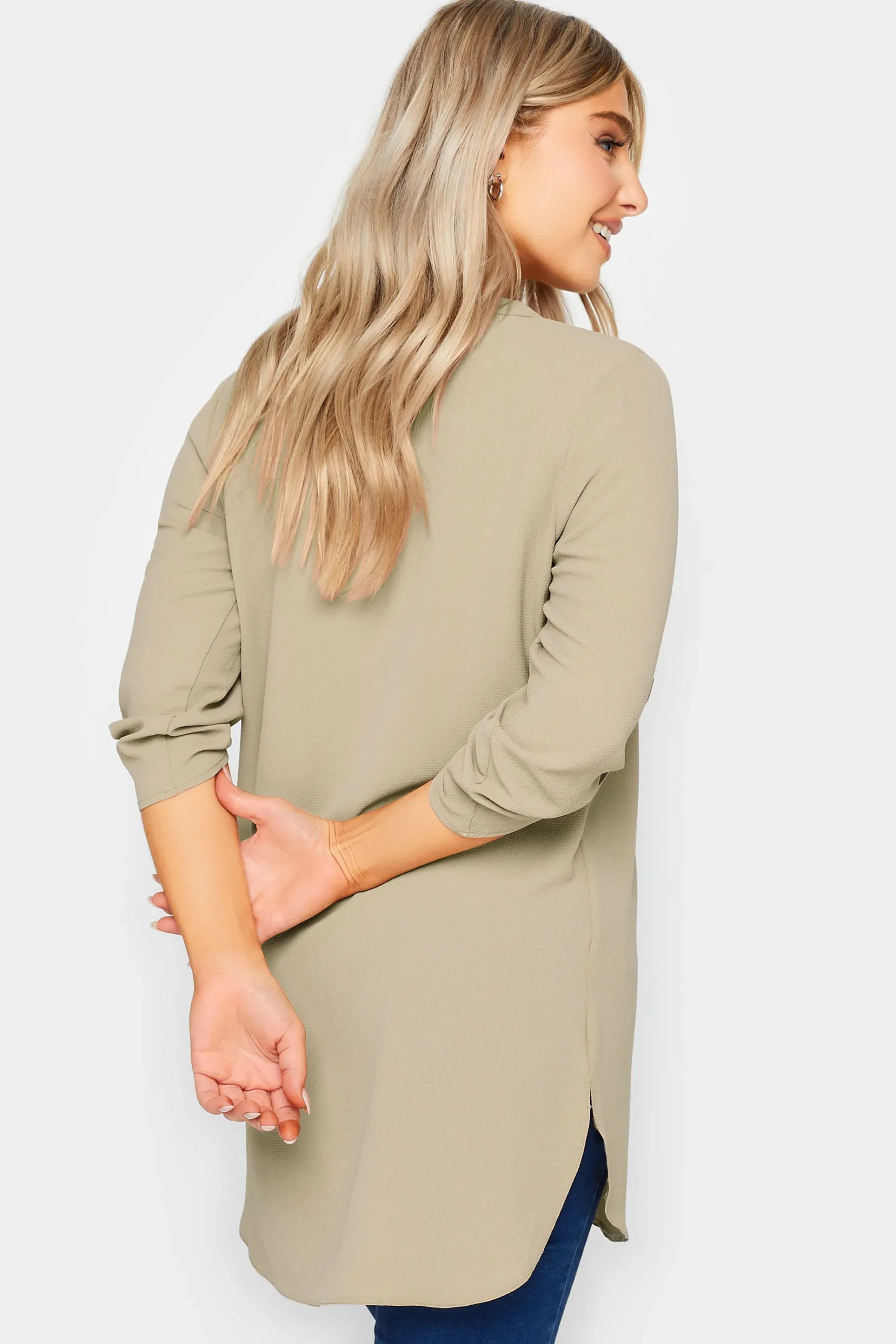 M&Co Womens M&Co Natural Brown Long Sleeve Button Blouse
