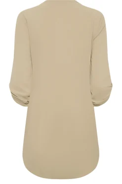 M&Co Womens M&Co Natural Brown Long Sleeve Button Blouse