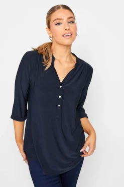 M&Co Womens M&Co Navy Blue Half Placket Shirt
