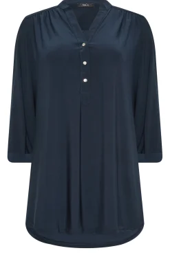 M&Co Womens M&Co Navy Blue Half Placket Shirt