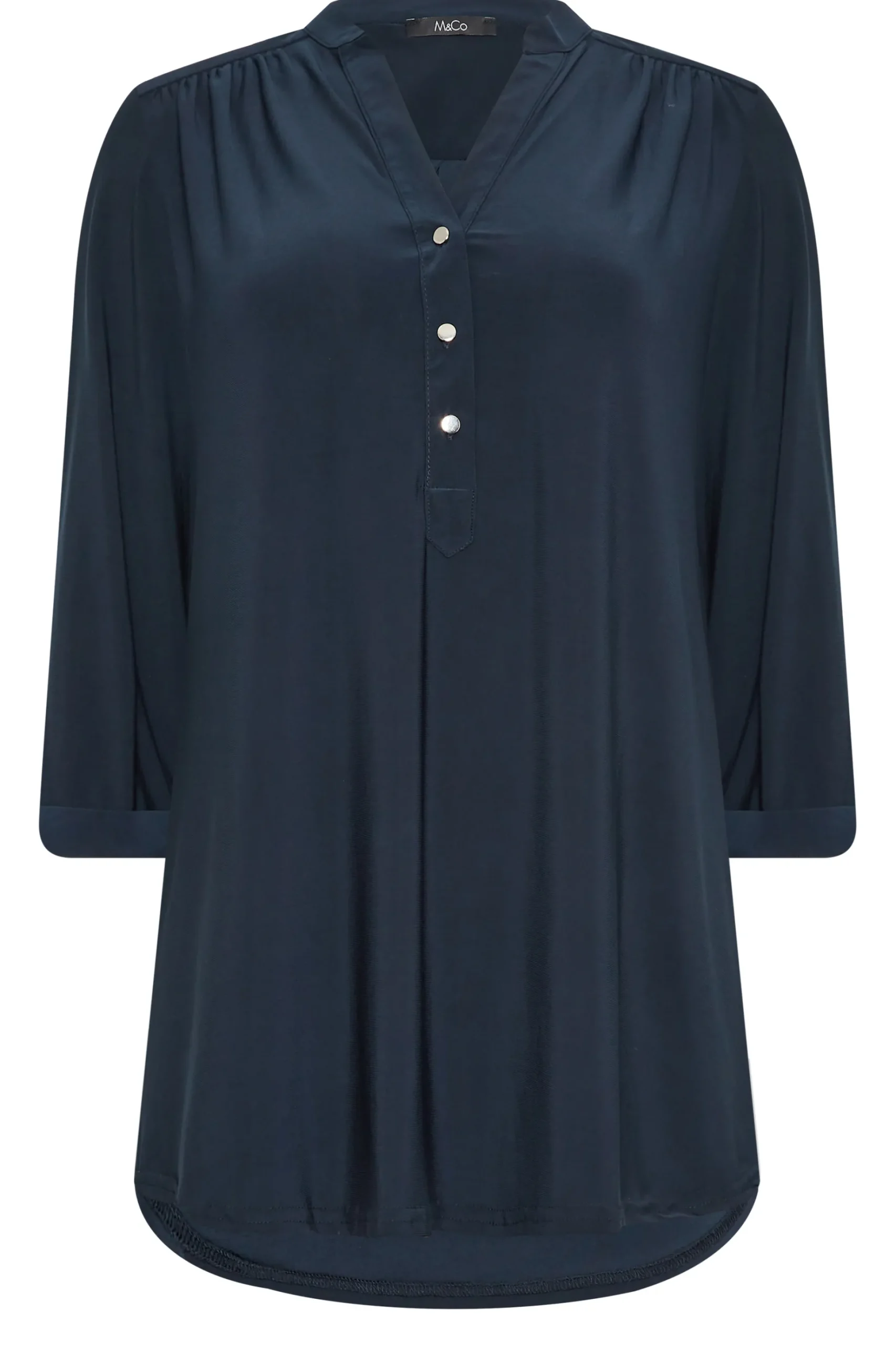 M&Co Womens M&Co Navy Blue Half Placket Shirt