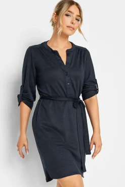 M&Co Womens M&Co Navy Blue Tie Waist Tunic Dress