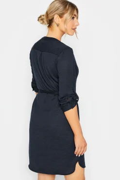 M&Co Womens M&Co Navy Blue Tie Waist Tunic Dress