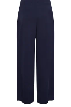 M&Co Womens M&Co Navy Blue Stretch Scuba Wide Leg Trousers