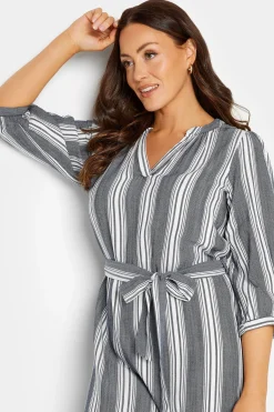 M&Co Womens M&Co Navy Blue Stripe Print Tie Waist Tunic Dress