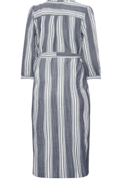 M&Co Womens M&Co Navy Blue Stripe Print Tie Waist Tunic Dress