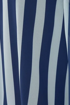 M&Co Womens M&Co Navy Blue Stripe Tie Neck Blouse