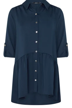 M&Co Womens M&Co Navy Blue Frill Hem Shirt