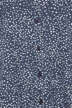 M&Co Womens M&Co Navy Blue Spot Print Cotton Shirt