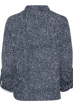 M&Co Womens M&Co Navy Blue Spot Print Cotton Shirt