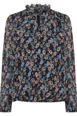 M&Co Womens M&Co Navy Blue Floral Pleated Blouse