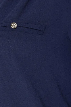 M&Co Womens M&Co Navy Blue Tab Sleeve Blouse