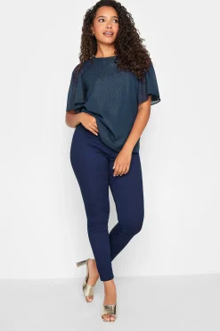 M&Co Womens M&Co Navy Blue Glitter Blouse