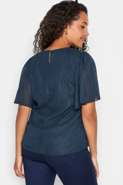 M&Co Womens M&Co Navy Blue Glitter Blouse