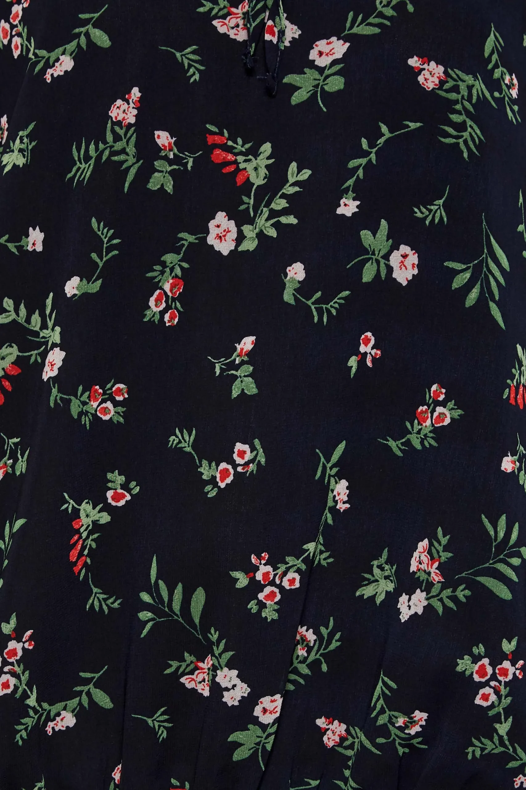 M&Co Womens M&Co Navy Blue Floral Print Tie Neck Blouse