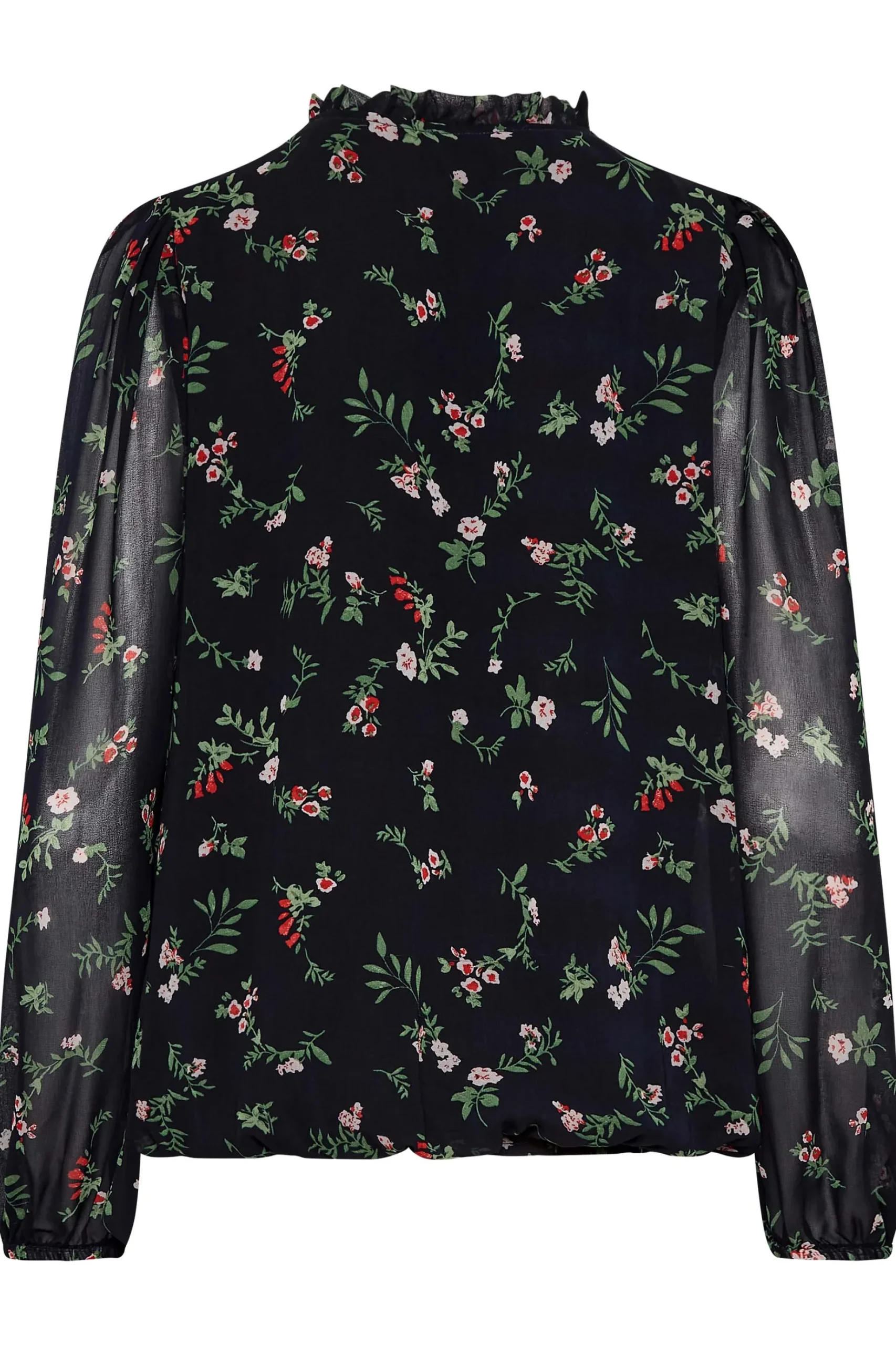 M&Co Womens M&Co Navy Blue Floral Print Tie Neck Blouse