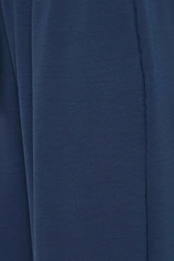 M&Co Womens M&Co Navy Blue Crepe Wide Leg Trousers