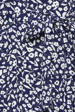 M&Co Womens M&Co Navy Blue Ditsy Print Button Through Midi Dress