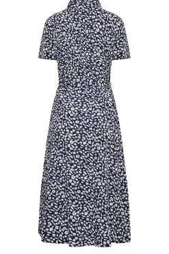 M&Co Womens M&Co Navy Blue Ditsy Print Button Through Midi Dress