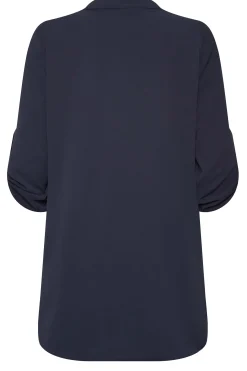 M&Co Womens M&Co Navy Blue Long Sleeve Button Blouse