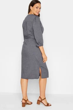 M&Co Womens M&Co Navy Blue Tie Waist Midi Tunic Dress