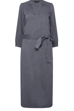 M&Co Womens M&Co Navy Blue Tie Waist Midi Tunic Dress