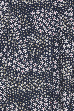 M&Co Womens M&Co Navy Ditsy Frill Sleeve Maxi Dress