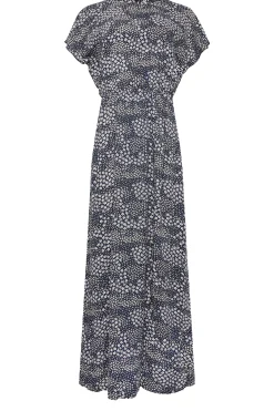 M&Co Womens M&Co Navy Ditsy Frill Sleeve Maxi Dress
