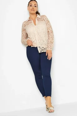 M&Co Womens M&Co Nude Pink Lace Shirt