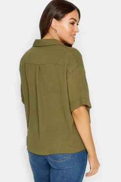 M&Co Womens M&Co Olive Green V-Neck Wrap Blouse