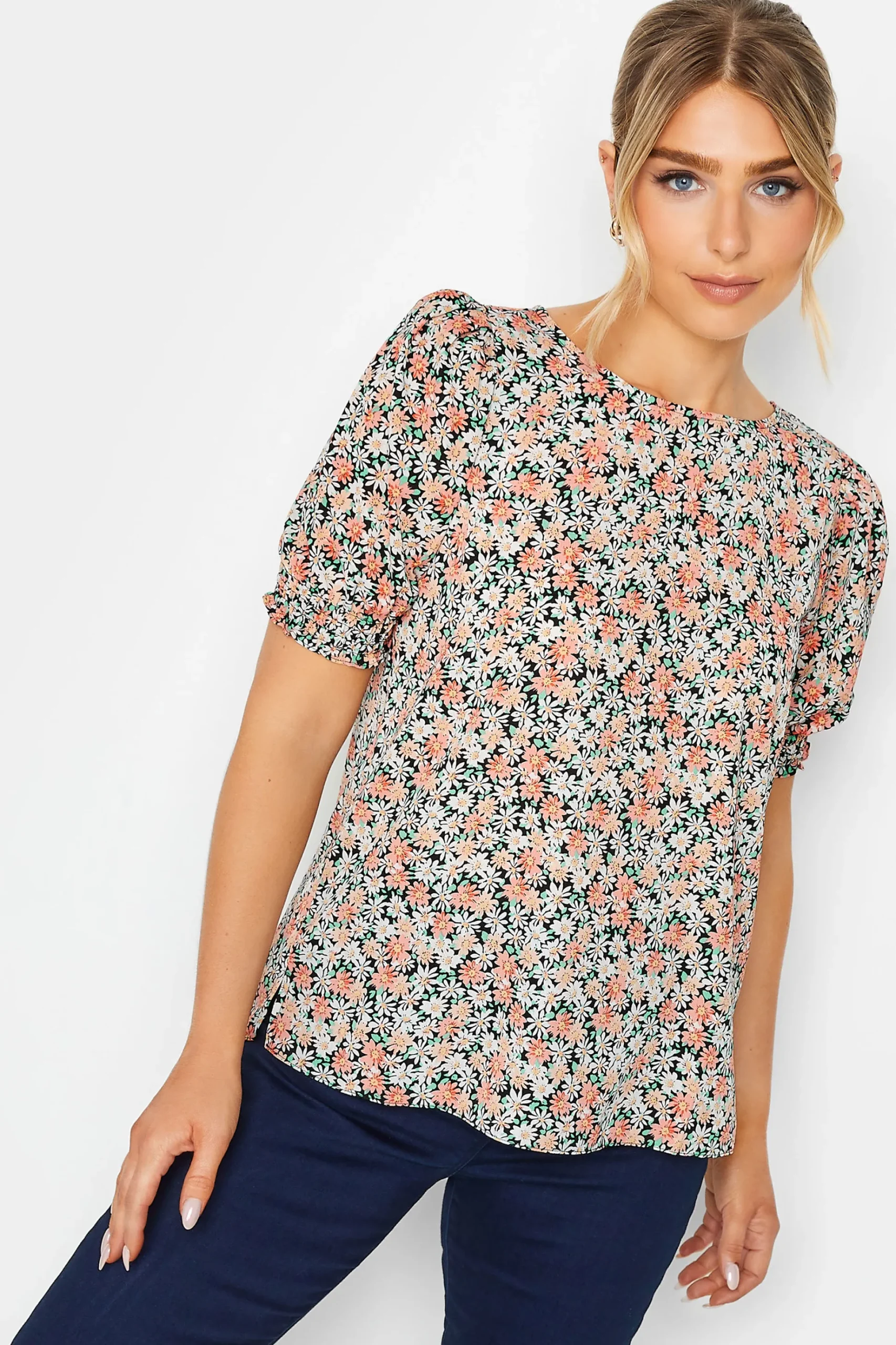 M&Co Womens M&Co Orange Daisy Print Blouse