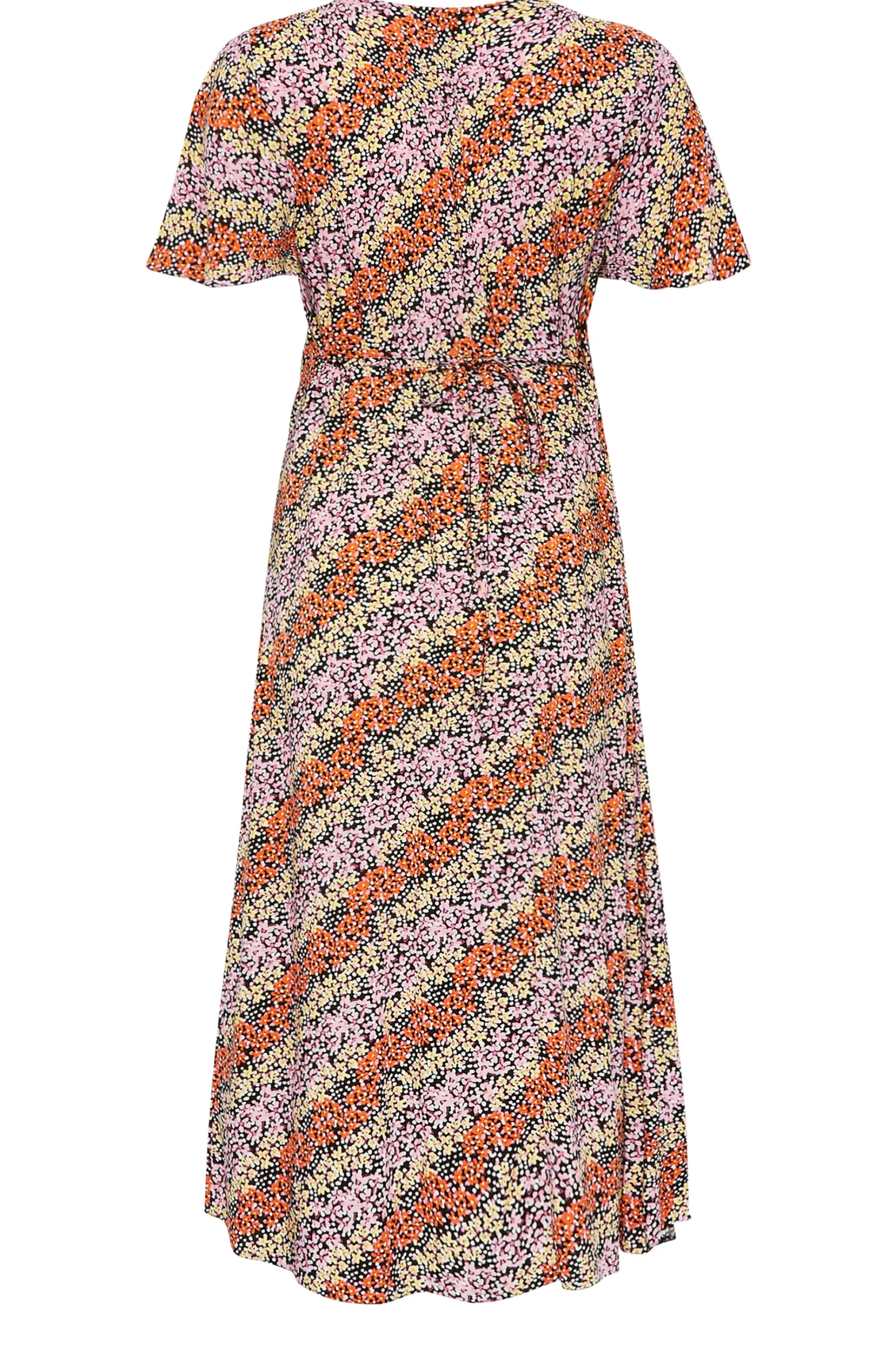 M&Co Womens M&Co Orange Ditsy Floral Print Midi Button Through Tea Dress