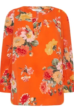 M&Co Womens M&Co Orange Floral 3/4 Sleeve Blouse