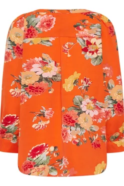 M&Co Womens M&Co Orange Floral 3/4 Sleeve Blouse