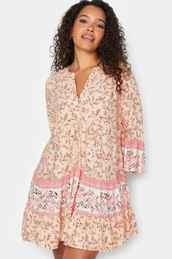 M&Co Womens M&Co Orange Floral Print Tiered Swing Dress
