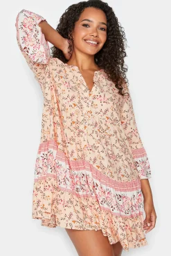 M&Co Womens M&Co Orange Floral Print Tiered Swing Dress