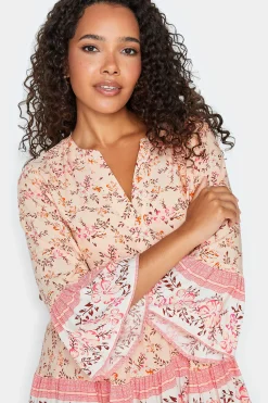 M&Co Womens M&Co Orange Floral Print Tiered Swing Dress