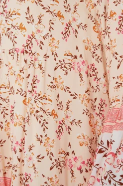M&Co Womens M&Co Orange Floral Print Tiered Swing Dress