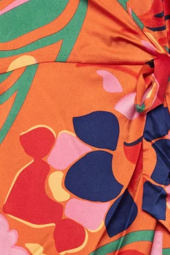 M&Co Womens M&Co Orange Floral Print Wrap Dress