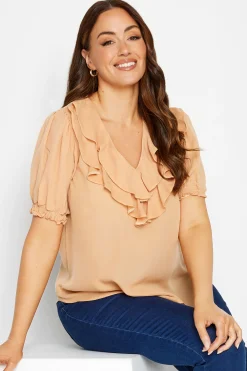 M&Co Womens M&Co Orange Frill Front Blouse