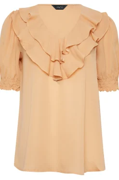 M&Co Womens M&Co Orange Frill Front Blouse