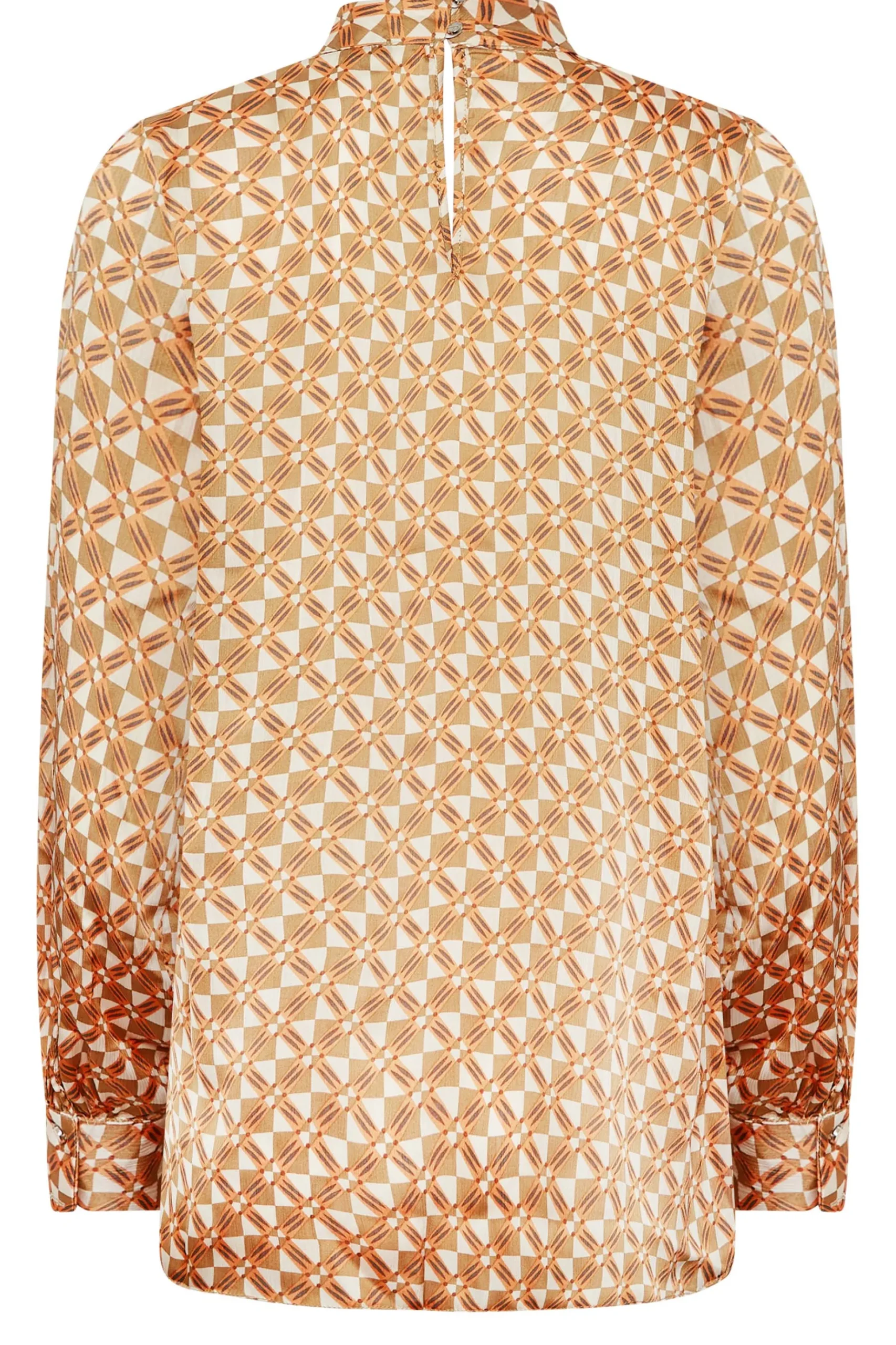 M&Co Womens M&Co Orange Geometric Print High Neck Satin Blouse