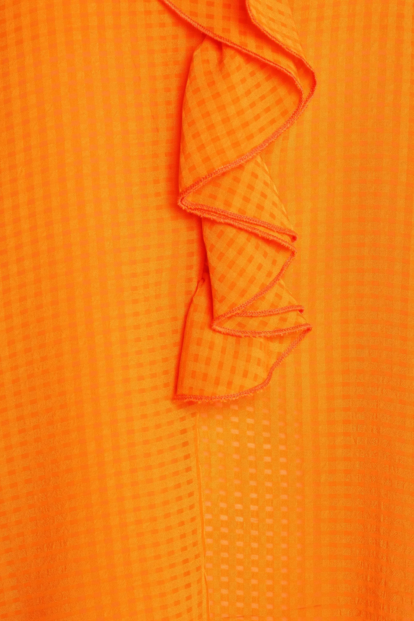 M&Co Womens M&Co Orange Gingham Frill Front Blouse
