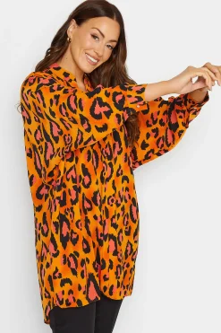 M&Co Womens M&Co Orange Leopard Print Blouse