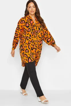 M&Co Womens M&Co Orange Leopard Print Blouse
