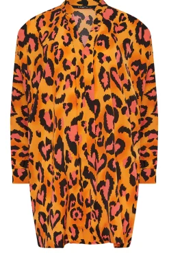 M&Co Womens M&Co Orange Leopard Print Blouse